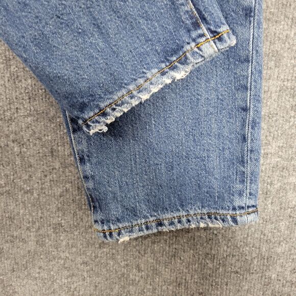 BDG Slim Straight Button Fly Cropped Distressed Denim Blue Jeans SIZE 32 - Picture 6 of 11